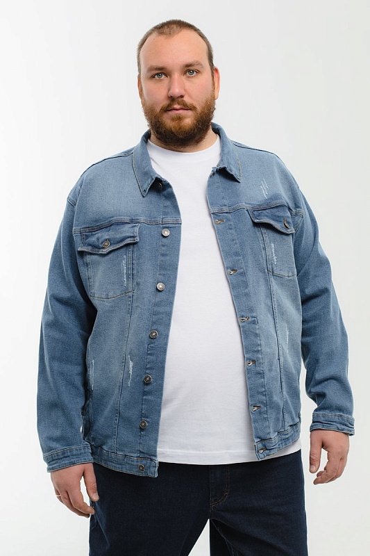 Мужская джинсовая куртка большого размера, арт 25405/1